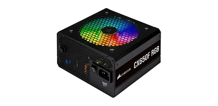 منبع تغذیه کورسیر مدل CX650F RGB دارای طراحی زیبا (نورپردازی RGB) و گواهینامه ۸۰ پلاس Bronze است.