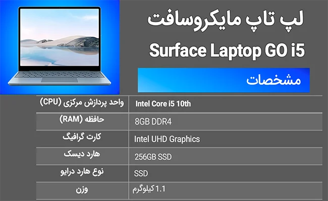 لپ تاپ 12.4 اینچی مایکروسافت مدل surface laptop go