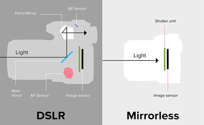 تفاوت دوربین dslr با mirrorless