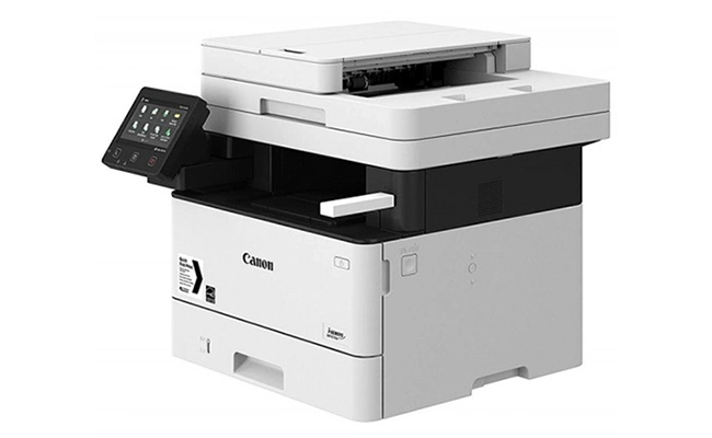 در این عکس یک پرینتر چندکاره لیزری کانن مدل i-sensys mf443dw نمایش داده شده است.