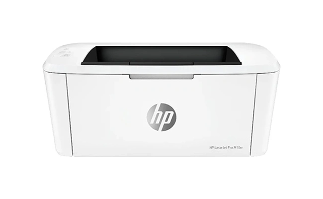 در این عکس پرینتر لیزری اچ پی laserjet pro m15w نمایش داده شده است.