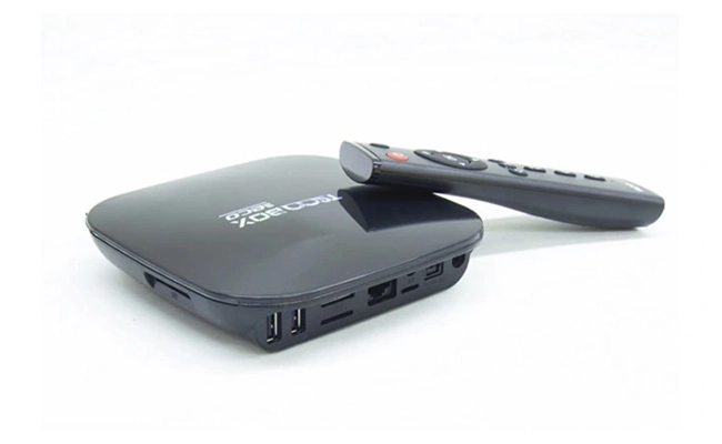در این عکس پورت‌های یک اندروید باکس tsco tab eco 4k ریموت کنترل نمایش داده شده است.