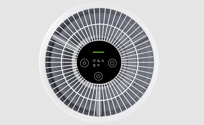 در این عکس نمای بالای دستگاه تصفیه هوا شیائومی مدل air purifier 4 compact برای نشان دادن پنل کنترلی این دستگاه نمایش داده شده است.