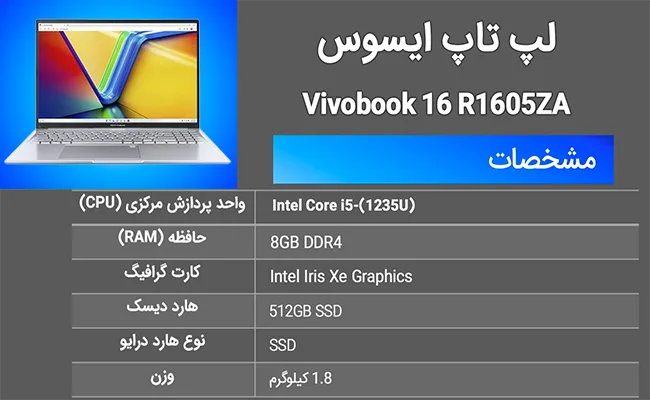 لپ‌تاپ ایسوس مدل R1605ZA i5