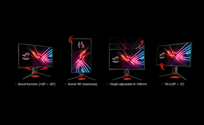 انعطافپذیری پایههای مانیتور ایسوس مدل rog strix xg258q انعطافپذیری پایههای مانیتور ایسوس مدل rog strix xg258q