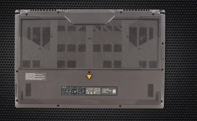 زیر لپ تاپ ایسوس TUF Gaming F17 FX707VV-HX125 از رو به رو
