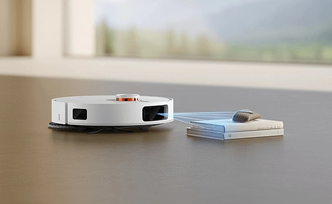 در این عکس نمای شماتیک تشخیص موانع توسط جارو رباتیک شیائومی مدل X20 Pro نمایش داده شده است.