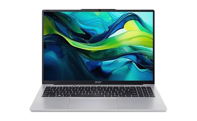 در این عکس نمای باز شده لپ تاپ 16 اینچی ایسر مدل Aspire Lite AL16 52P 32E3-i3 نمایش داده شده است.