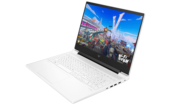 نمای کناری لپ‌تاپ HP Victus R1041NE با طراحی مدرن و نمایشگر بزرگ ۱۶.۱ اینچی