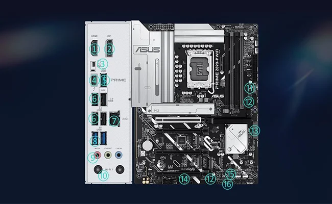 پورت&zwnj;ها و اتصالات مادربرد Asus PRIME Z890-P WIFI D5 LGA 1851