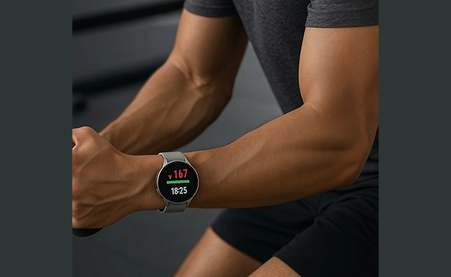 ساعت هوشمند گلکسی واچ ۸ در دست فردی ورزشکار