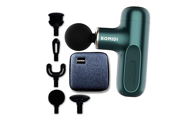 در این عکس یک ماساژور برقی شیائومی Bomidi m1 و سری‌های مختلف آن نمایش داده شده است.