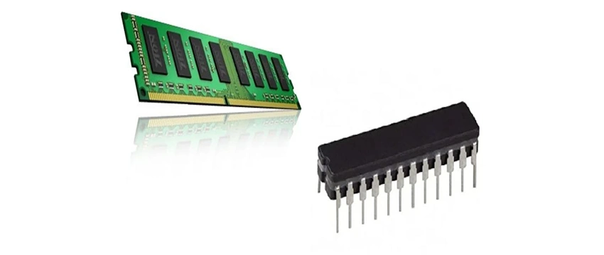 شکل سمت راست رم استاتیک (SRAM) و شکل سمت چپ رم داینامیک (DRAM) است.